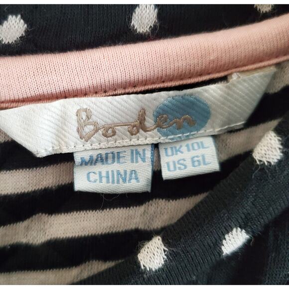 BODEN Women 6 6L Dotty Day Quilted Dress Polka Dot Black Gold Zipper 3/4 Sleeve - Picture 3 of 8